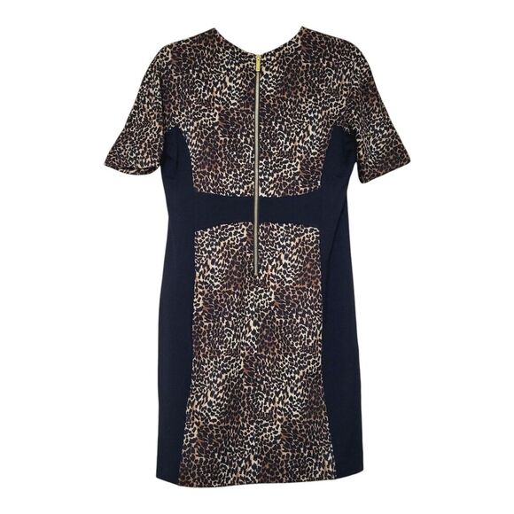 Michael Kors Cheetah Print Panel Dress Sz 6 S- Ponte Knit- Leopard - Black Brown - Picture 11 of 14